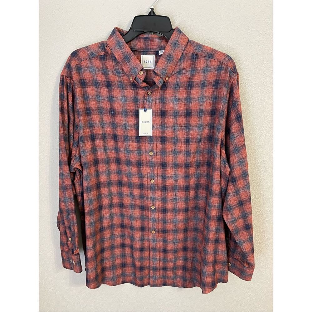 ❤️ROWM Mens Plaid Button Down 2XB